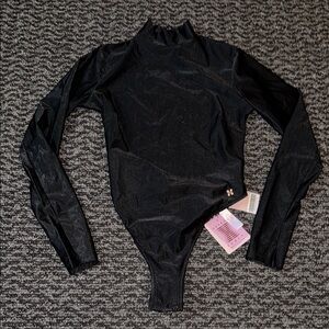 Savage X Fenty Black Long Sleeve Open Back Bodysuit